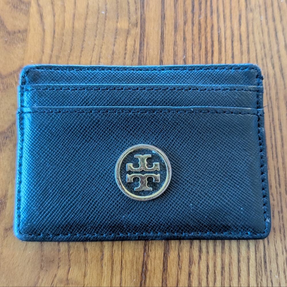 Tory Burch Black Leather Card Holder